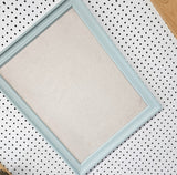 Coastal Retreat: Celadon or Light Teal Linen Memo Board with your choice of Beaded, Ornate, Simple, Traditional, Hexagon, or Circle Frame in Various Sizes