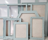 Coastal Retreat: Celadon or Light Teal Linen Memo Board with your choice of Beaded, Ornate, Simple, Traditional, Hexagon, or Circle Frame in Various Sizes