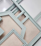Coastal Retreat: Celadon or Light Teal Linen Memo Board with your choice of Beaded, Ornate, Simple, Traditional, Hexagon, or Circle Frame in Various Sizes