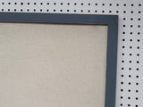 Calming slate blue large pin board for home or office, relaxed bluish gray fabric magnetic board for coastal mudroom, Available in Modern, Traditional, or Ornate Frame Style in small to large sizes.