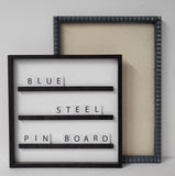 Calming slate blue large pin board for home or office, relaxed bluish gray fabric magnetic board for coastal mudroom, Available in Modern, Traditional, or Ornate Frame Style in small to large sizes.