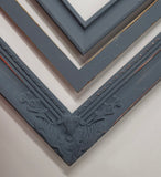 Calming slate blue large pin board for home or office, relaxed bluish gray fabric magnetic board for coastal mudroom, Available in Modern, Traditional, or Ornate Frame Style in small to large sizes.