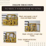 Assorted stylish earthy, desert inspired fun frames for picture montage, Cool eclectic grouping of standard size photo frame, Salvador