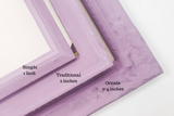 Radiant amethyst purple framed fabric bulletin board for wall hanging, Available in Modern, Traditional, or Ornate Frame Style in small to large sizes.