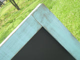Stylish and portable light turquoise sidewalk easel chalkboard, 38x 25 Coastal feeling handcrafted distressed aqua blue restuarant sandwich sign