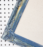 Chic Starry Night Ombre Fabric Interactive Bulletin Board for Wall, Large dark blue, gold, and silver wall mounted ornate framed magnet board for office