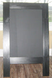 Sleek and stylish black professional easel sidewalk chalkboard for signage and messaging  with chalk markers or chalk, Glossy black hand crafted and sophisticated sandich sign