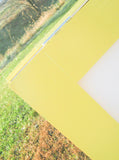 Bright and cheerful, sunny yellow dry erase sidewalk sign with a sleek semi gloss finish, 38 x 25 vibrant business or restaurant sandwich board