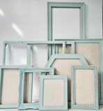Coastal Retreat: Celadon or Light Teal Linen Memo Board with your choice of Beaded, Ornate, Simple, Traditional, Hexagon, or Circle Frame in Various Sizes