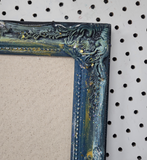 Chic Starry Night Ombre Fabric Interactive Bulletin Board for Wall, Large dark blue, gold, and silver wall mounted ornate framed magnet board for office
