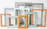 Eclectic coastal beach picture frame set for cherished photos and artwork giving that beachy feel, in many sizes and styles.  Sets of 5, 7, 10, and 15 available