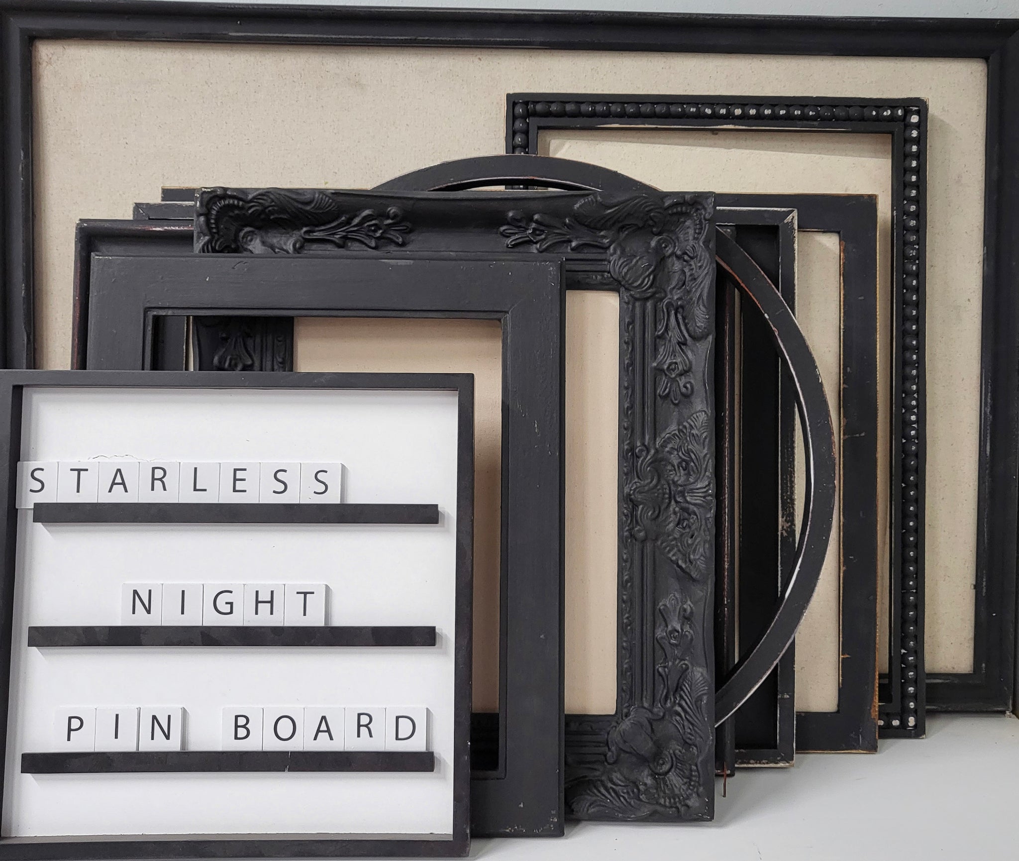 Tailored to Your Style: Black Linen Pin Board with Distressed Finish w ...