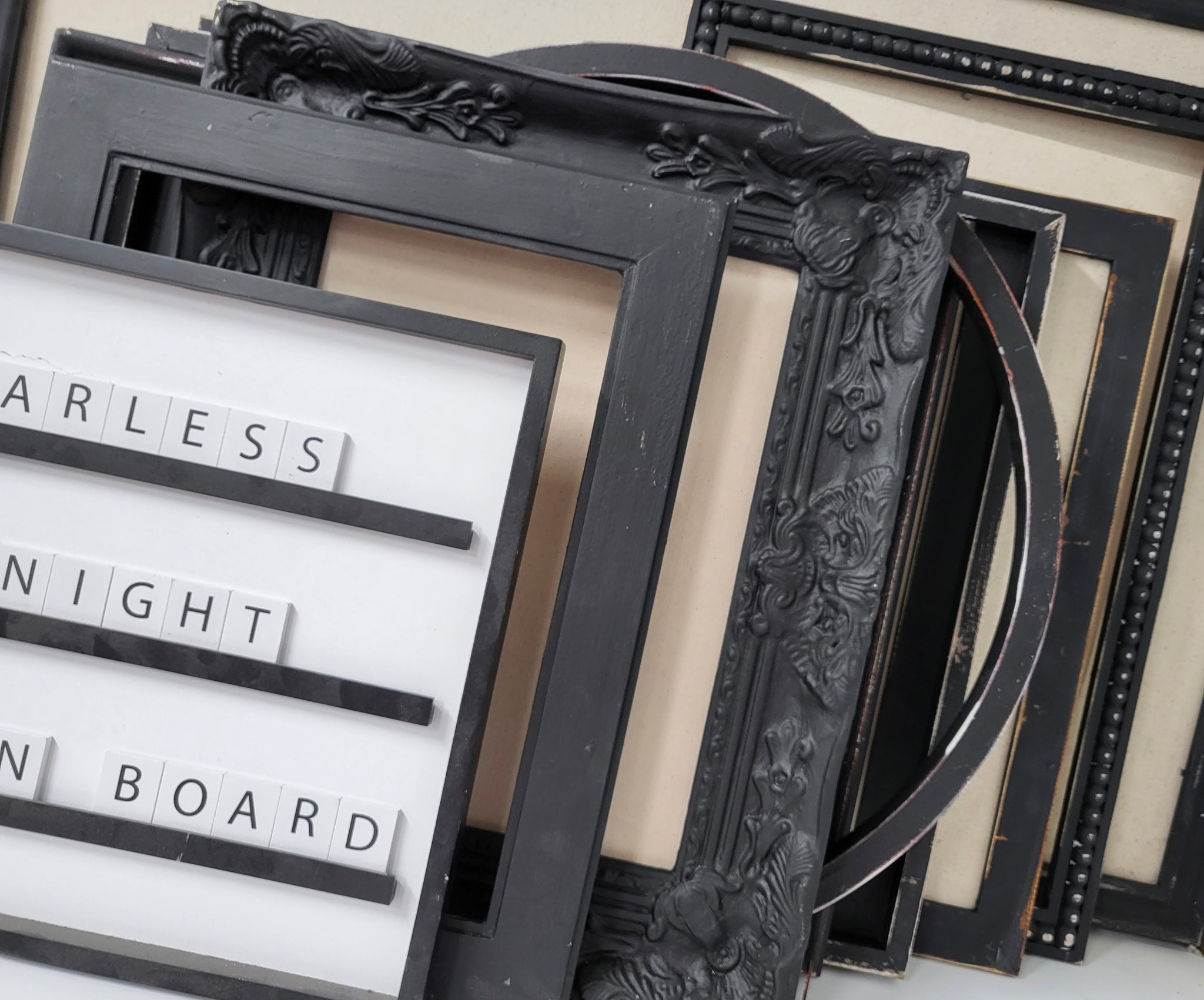 Tailored to Your Style: Black Linen Pin Board with Distressed Finish w ...