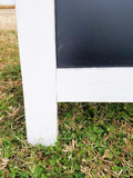 Charming distressed white sidewalk chalkboard sign with a reclaimed coastal feel, Boutique standing easel sandwich board 38x25 inches