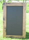 Warm, natural wood, walnut stained sidewalk sign with chalk board for signage, Modern rustic easel sandwich chalkboard sign 38 x 25