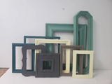 Coastal palette gallery wall frame set of mixed, vintage frames for hanging or easel backs, Neutral tone photo frames in many sizes and shapes
