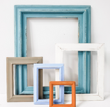 Artful display of mixed picture frames in a modern, rustic color palette, Hanging or Easel photo frames in sets of 5, 7, 10, 15 for a eclectic gallery wall
