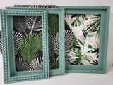 Serene light blue nature inspired memo board or magnetic board with your choice of frame style and botanical fabric, Many sizes available for your study, office, mudroom, or workspace