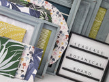 Serene light blue nature inspired memo board or magnetic board with your choice of frame style and botanical fabric, Many sizes available for your study, office, mudroom, or workspace