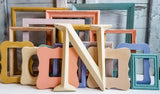 Mismatched Playful Pastel Gallery Picture Frame Wall Set, Assorted Light Colored Eclectic Photo Frame Collage
