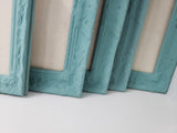 Serene lighter turquoise wall mounted bulletin with a neutral linen fabric, Available in Modern, Traditional, or Ornate Style of Frame and Small to Large Size, Agave