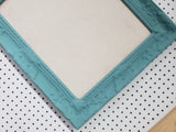 Serene lighter turquoise wall mounted bulletin with a neutral linen fabric, Available in Modern, Traditional, or Ornate Style of Frame and Small to Large Size, Agave