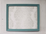 Serene lighter turquoise wall mounted bulletin with a neutral linen fabric, Available in Modern, Traditional, or Ornate Style of Frame and Small to Large Size, Agave