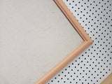 Fresh peach framed cork board for office, playroom, or girl's bedroom with a neutral linen fabric, Available in Modern, Traditional, or Ornate Frame Style in small to large sizes.