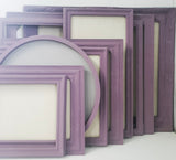 Radiant amethyst purple framed fabric bulletin board for wall hanging, Available in Modern, Traditional, or Ornate Frame Style in small to large sizes.