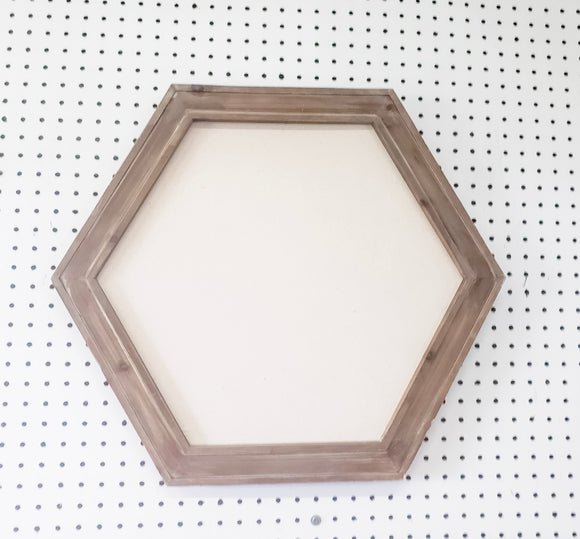 hanging hexagon shaped linen pinboard