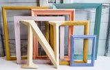 Mismatched Playful Pastel Gallery Picture Frame Wall Set, Assorted Light Colored Eclectic Photo Frame Collage