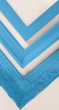Fun and Vibrant bright blue framed fabric memo board for kids' artwork, Available in Modern, Traditional, or Ornate Frame Style in small to large sizes.