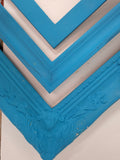 Fun and Vibrant bright blue framed fabric memo board for kids' artwork, Available in Modern, Traditional, or Ornate Frame Style in small to large sizes.