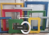 Multiple cheerful primary color interesting picture frames for a gallery wall in Red, blue, green, yellow, and white vibrant shades