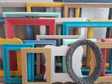 Neutral and colorful funky coordinating variety of picture frames for a bedroom, office or mudroom, Trenton
