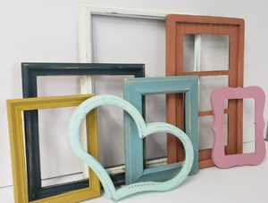 Assorted stylish earthy, desert inspired fun frames for picture montage, Cool eclectic grouping of standard size photo frame, Salvador