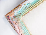 Large Dreamy Pastel Ombre Framed Pin Board for Wall, Light Colored Gradient Summer Bulletin Board with glitter accents