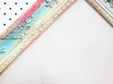 Large Dreamy Pastel Ombre Framed Pin Board for Wall, Light Colored Gradient Summer Bulletin Board with glitter accents