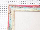 Large Dreamy Pastel Ombre Framed Pin Board for Wall, Light Colored Gradient Summer Bulletin Board with glitter accents