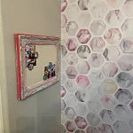 Large Dreamy Pastel Ombre Framed Pin Board for Wall, Light Colored Gradient Summer Bulletin Board with glitter accents
