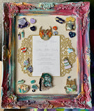Large Dreamy Pastel Ombre Framed Pin Board for Wall, Light Colored Gradient Summer Bulletin Board with glitter accents